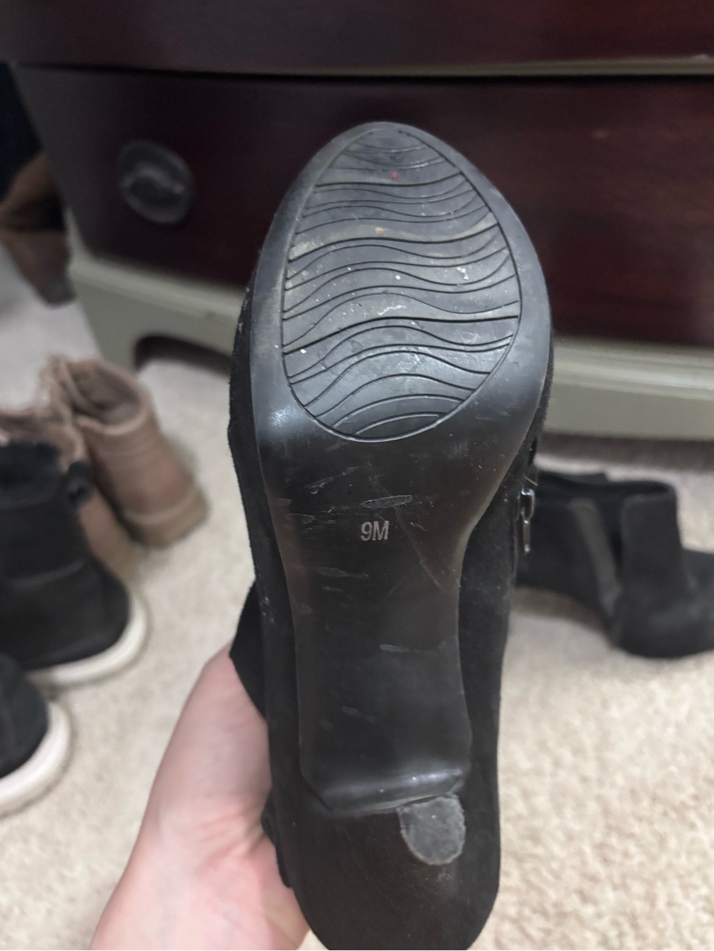 Women's Black Suede Bow Ankle Booties - Picture 2 of 2